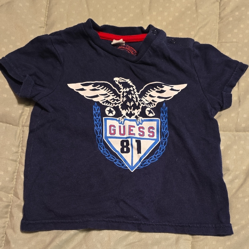Guess Blue and White Short Sleeve Tee